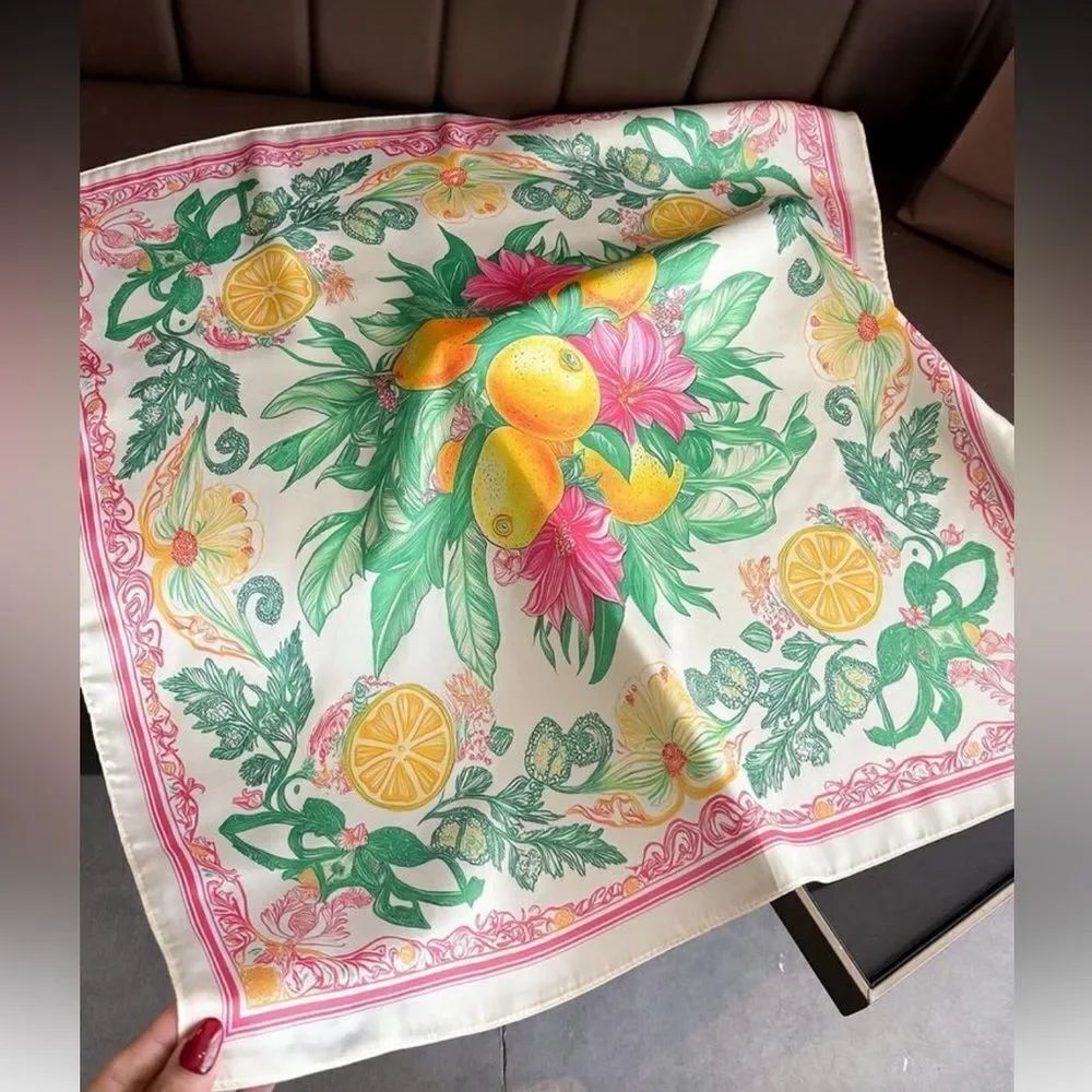 Citrus Floral Square Scarf A1577